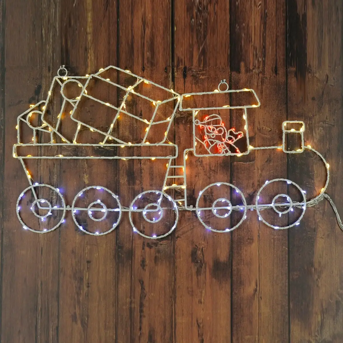 Santa Train Silhouette Christmas Decoration Flashing Led 45Cm 1