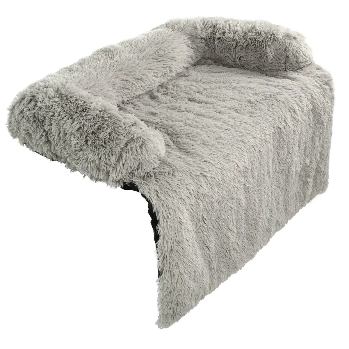Luxury Pet Bed Couch Plush Cat Dog Sofa Protector Light Grey 1