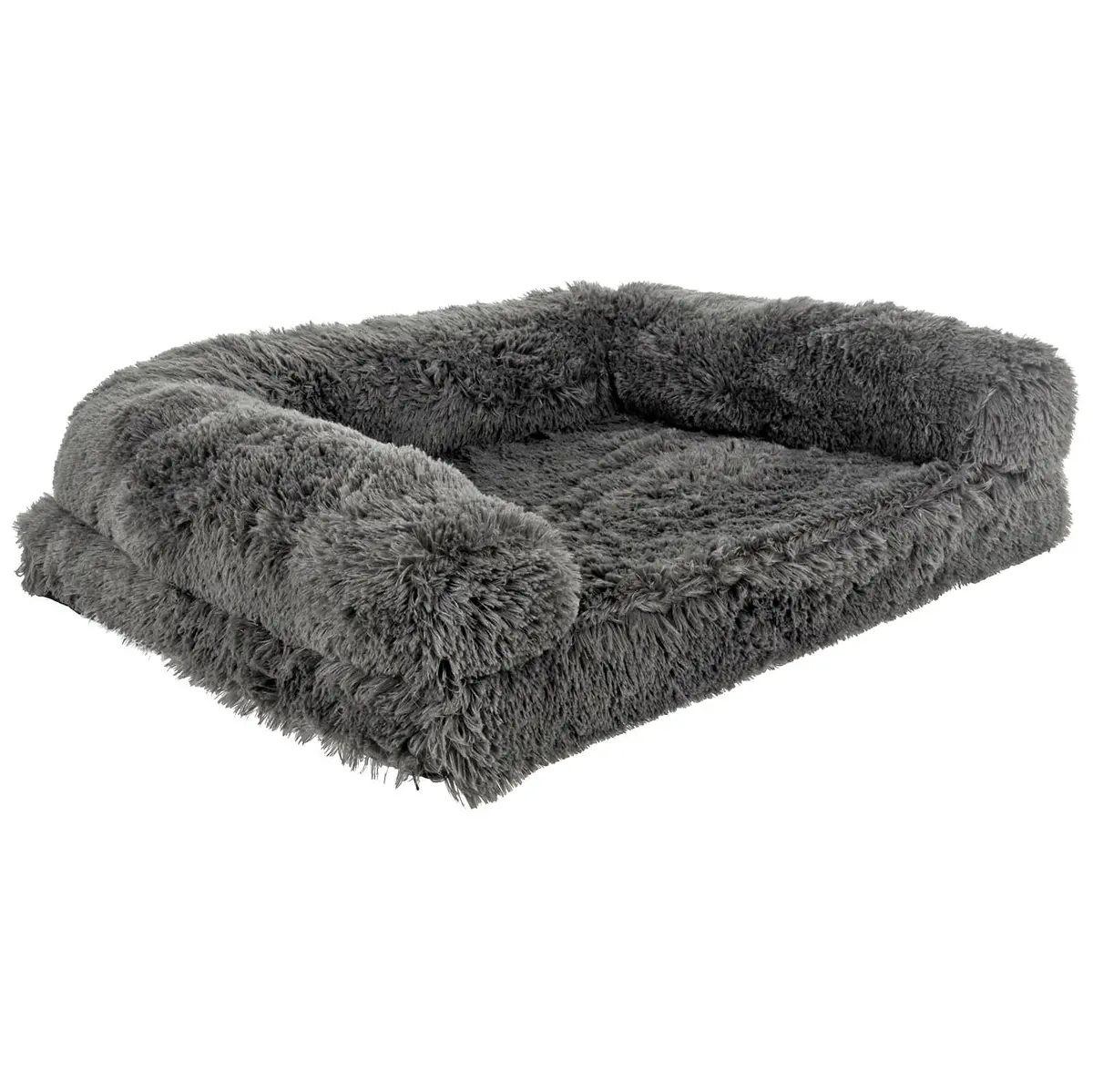 Luxury Orthopaedic Foam Pet Sofa Bed Plush Dog Couch Grey 80Cm 1