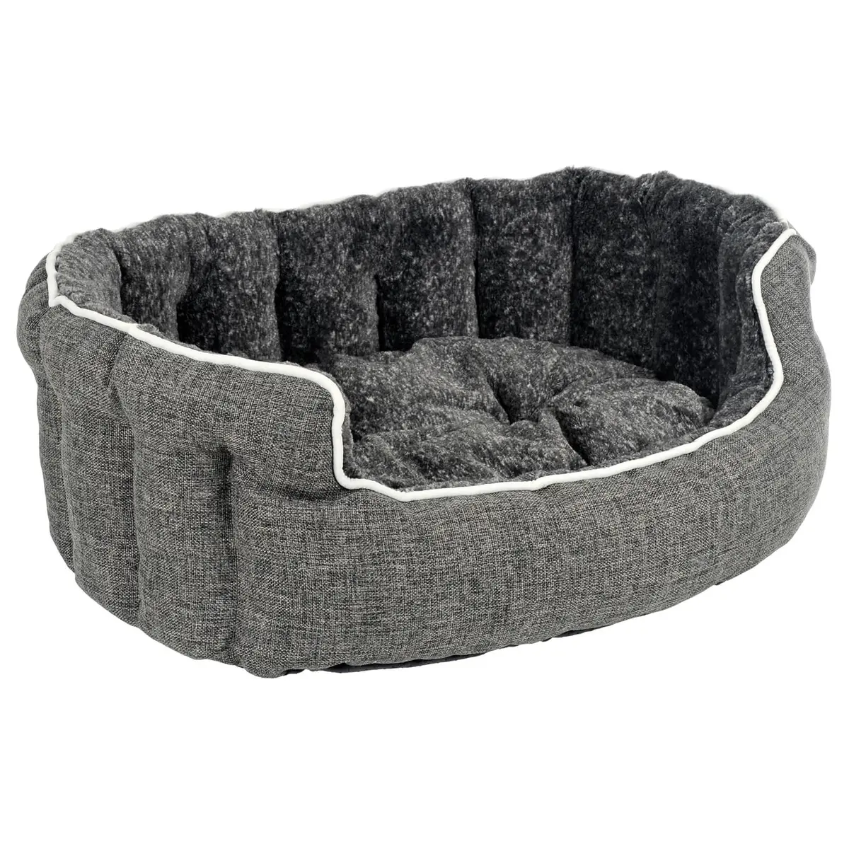 Luxury Oval Pet Bed Linen Fabric Padded Scallop Wall Dog Sofa 2