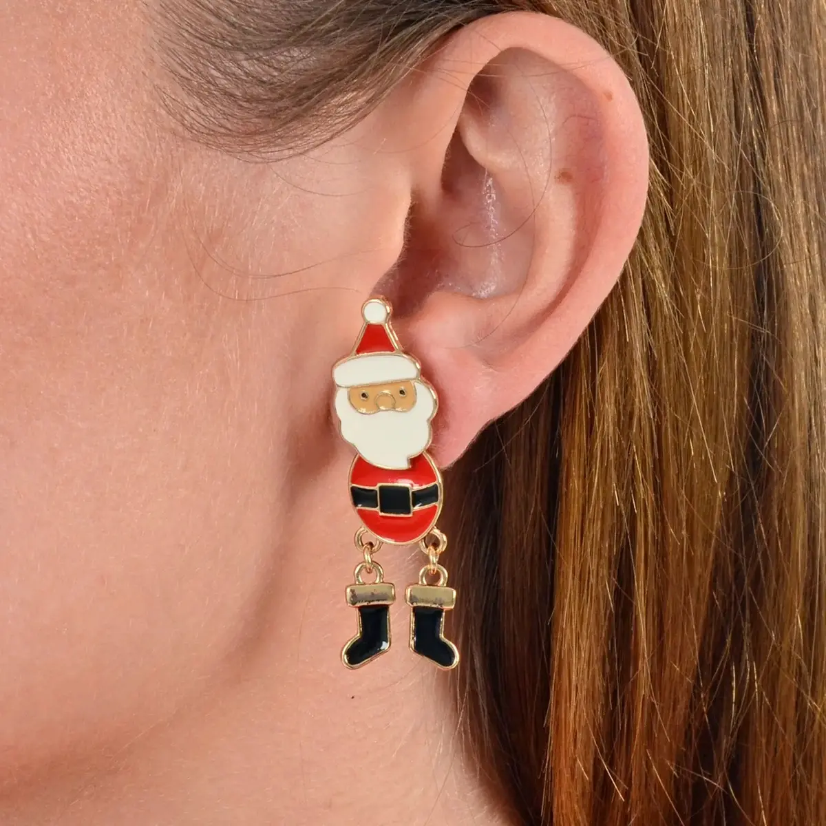 Dancing Santa Drop Earrings Red White Christmas Costume Jewellery 1