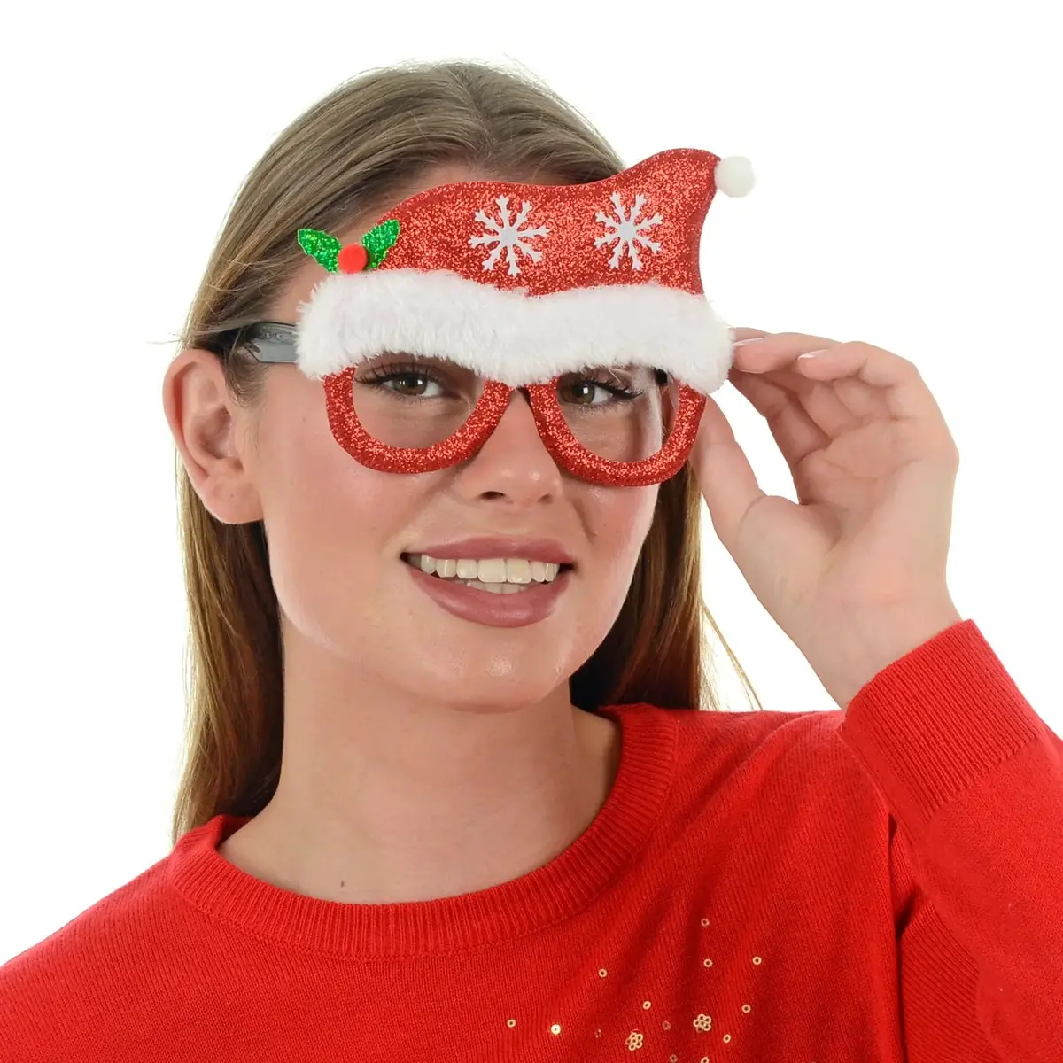 Novelty Santa Christmas Glasses Red Glitter Party Specs Fun 1