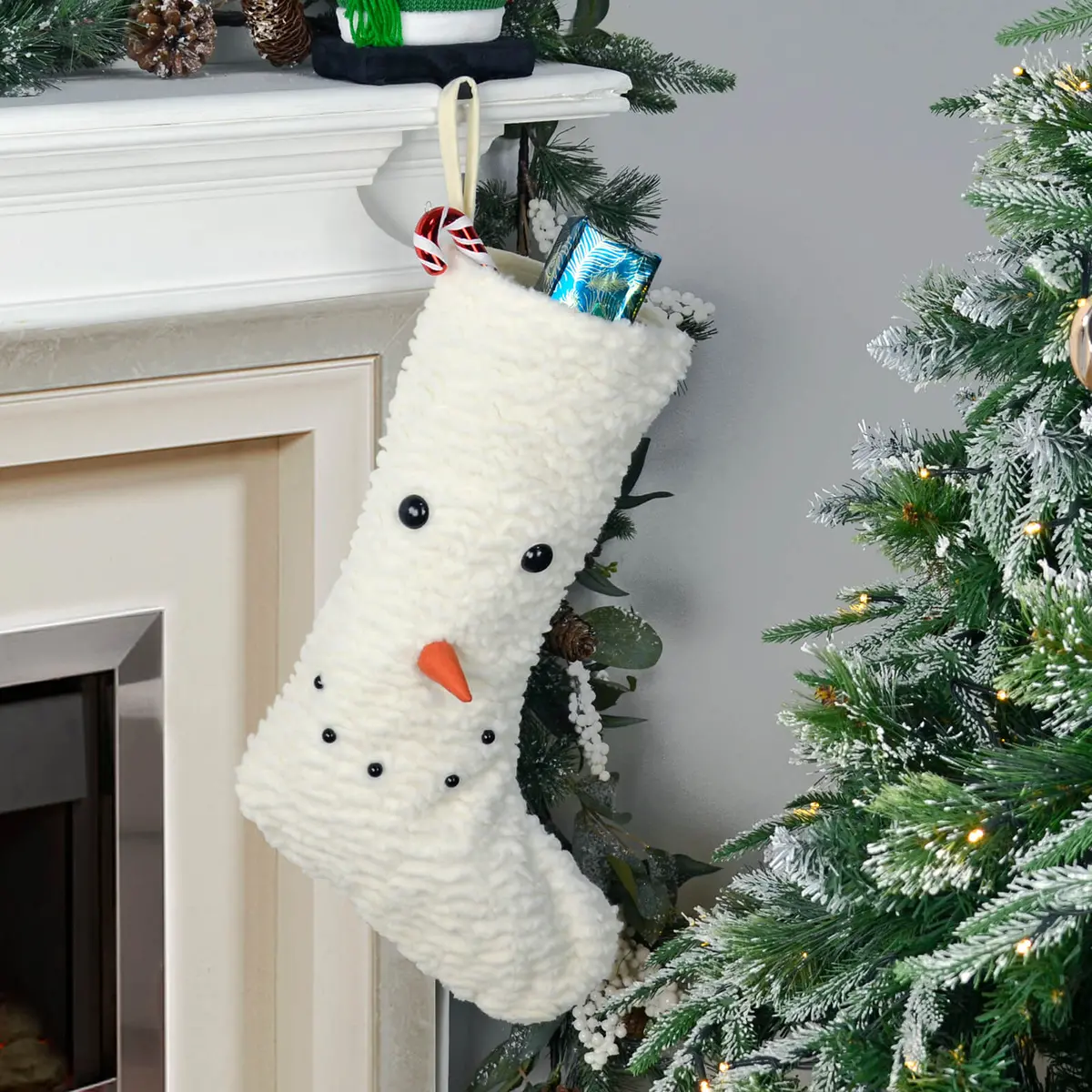 Mr Crimbo Snowman Christmas Stocking Soft Sherpa Fleece 54Cm 1