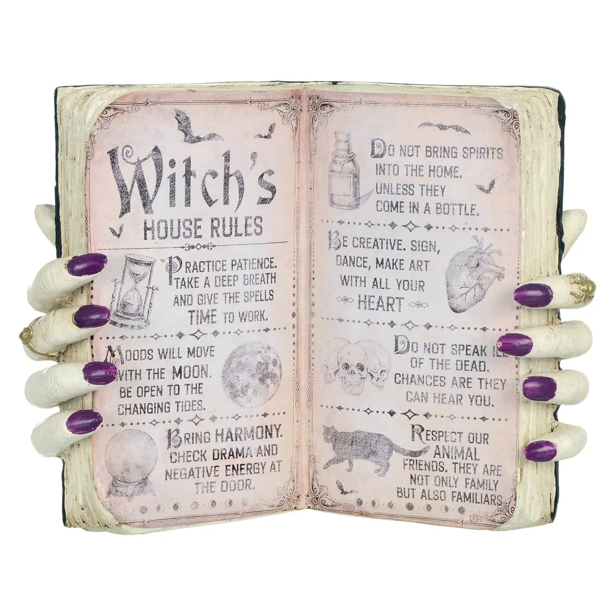 Witch's House Rules Open Book Halloween Party Decoration 25Cm 1