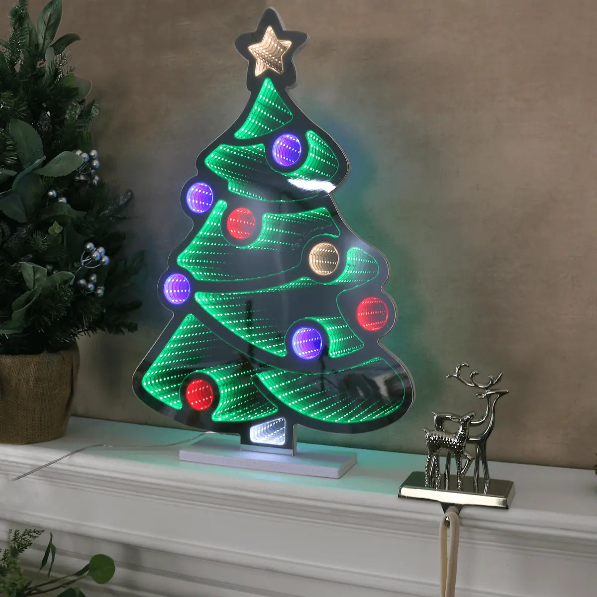 Christmas Tree Double Sided Led Infinity Mirror Light Decoration 60Cm 1