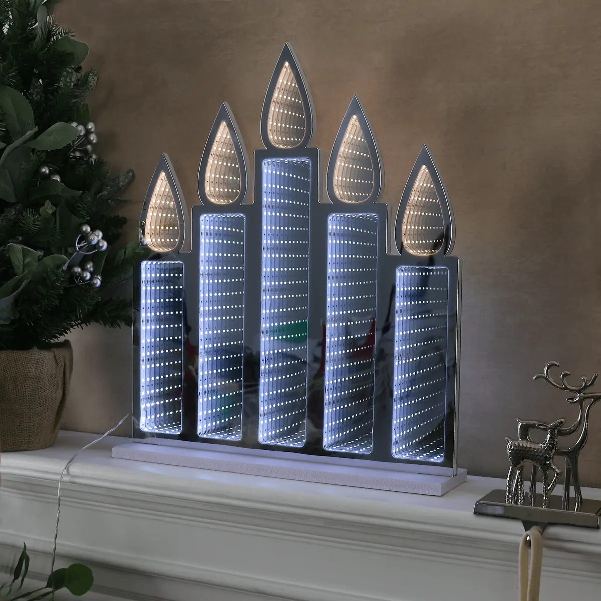Christmas Candle Bridge Double Sided Led Infinity Mirror Light 50Cm 1