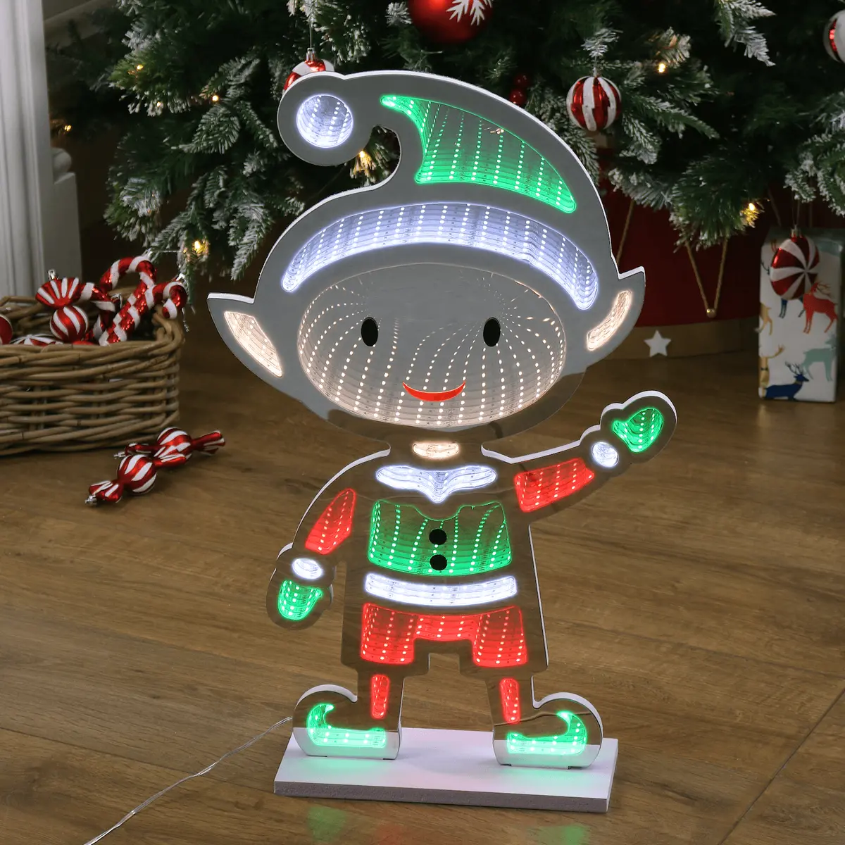 Christmas Elf Double Sided Led Infinity Mirror Light Decoration 60Cm 1