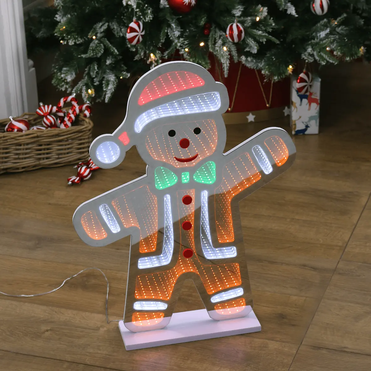 Christmas Gingerbread Man Double Sided Led Infinity Mirror Light 60Cm 1