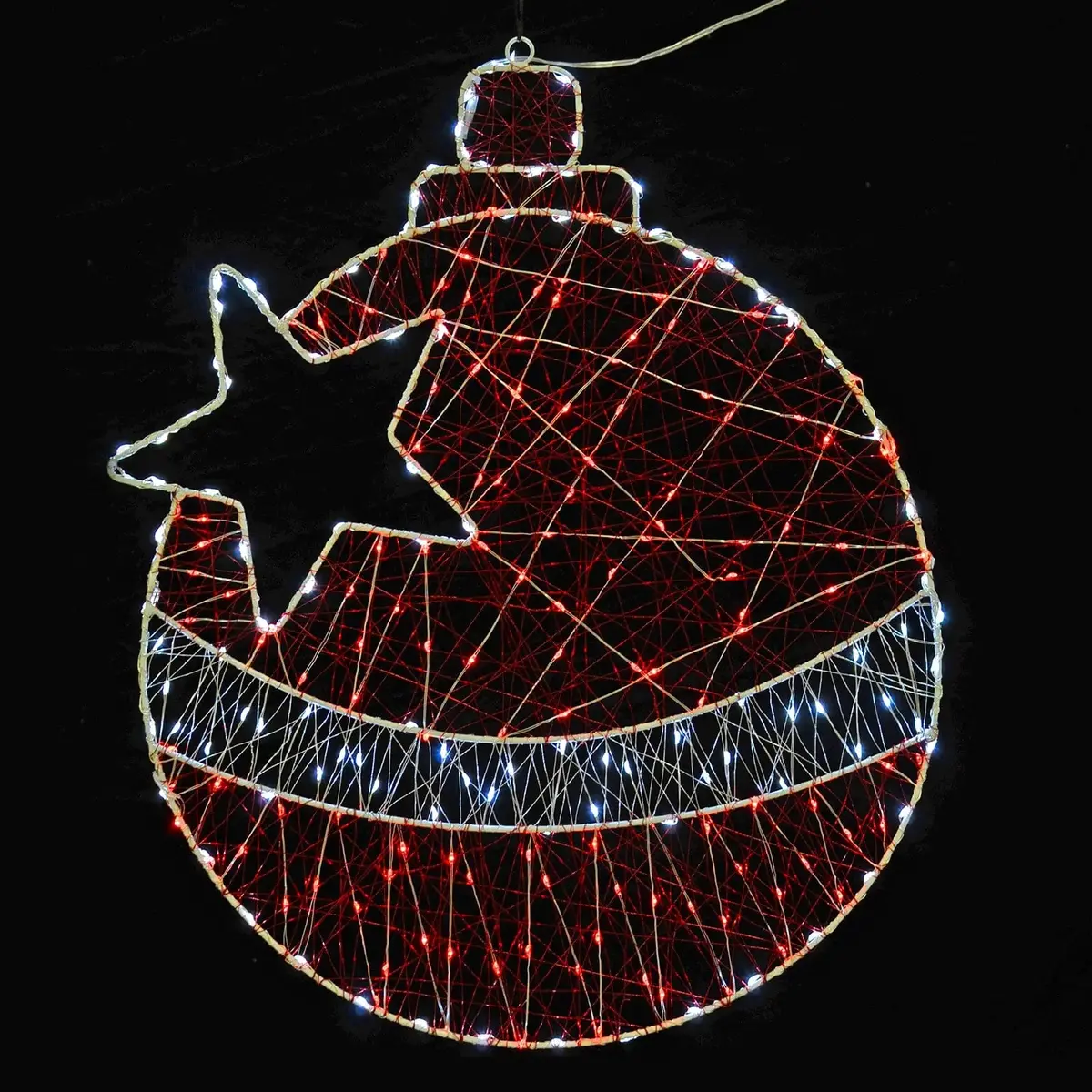 Christmas Bauble Silhouette Light White Red Led Decoration 50Cm 1