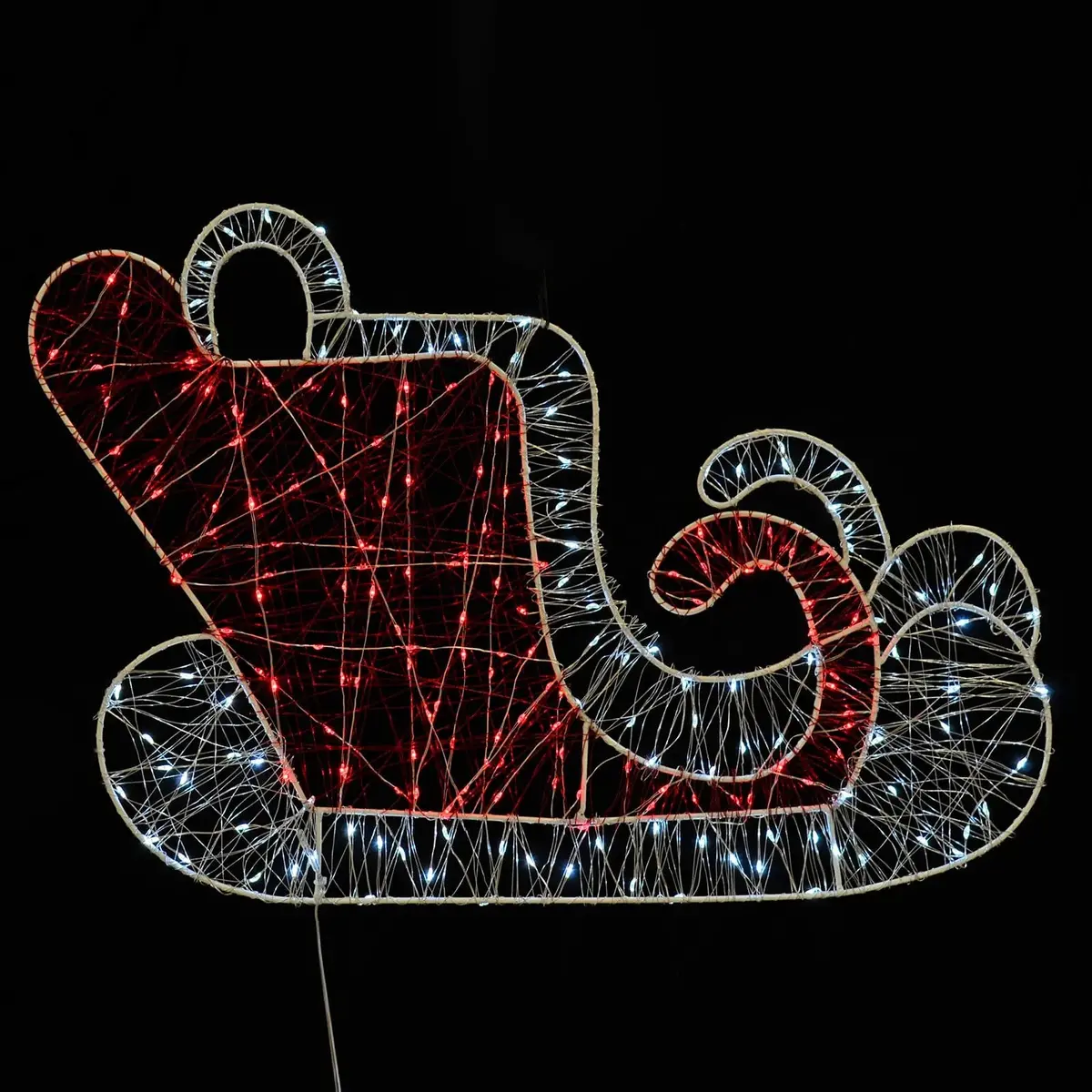 Christmas Sleigh Silhouette Light Red White Led Decoration 55Cm 1