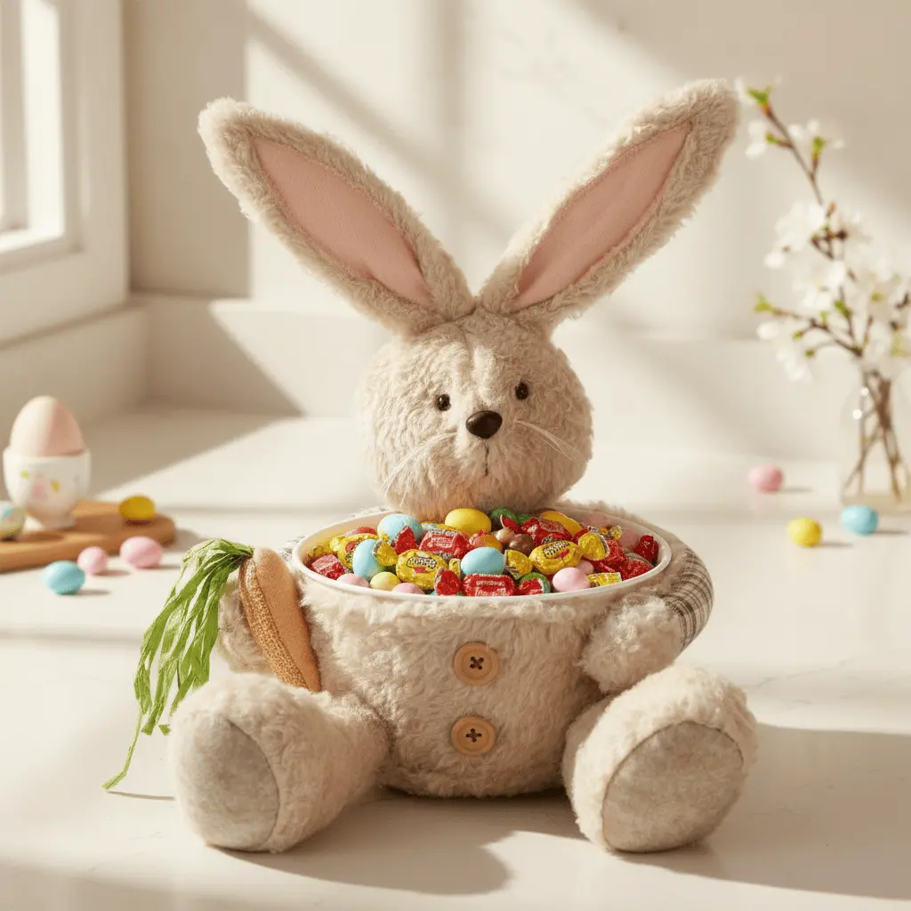 Easter Bunny Plush Figure Sweet Holder Candy Eggs Bowl Rabbit 35Cm 1