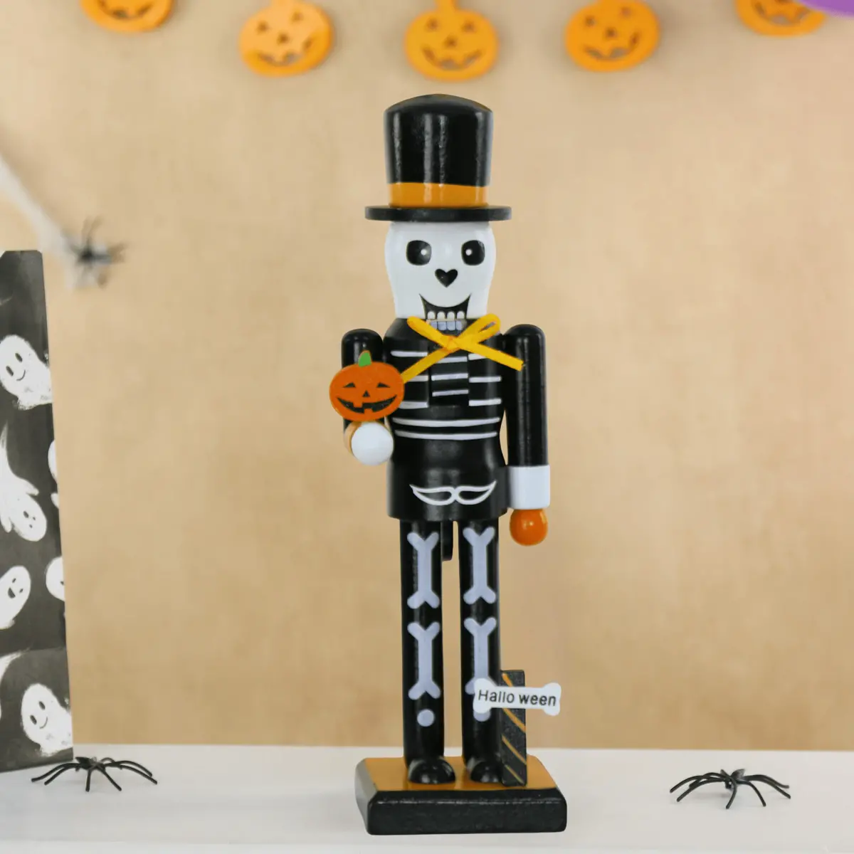 Halloween Skeleton Nutcracker Soldier Figure Wooden Decoration 25Cm 1