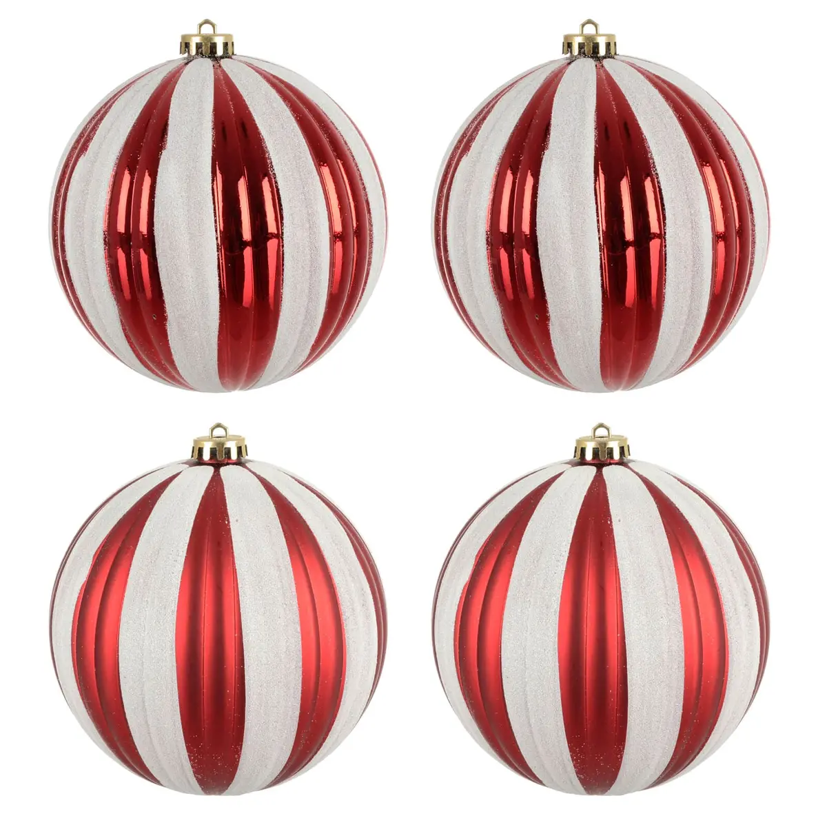 Pack Of 4 Extra Large Christmas Baubles Matt Glitter Plastic 15Cm 1