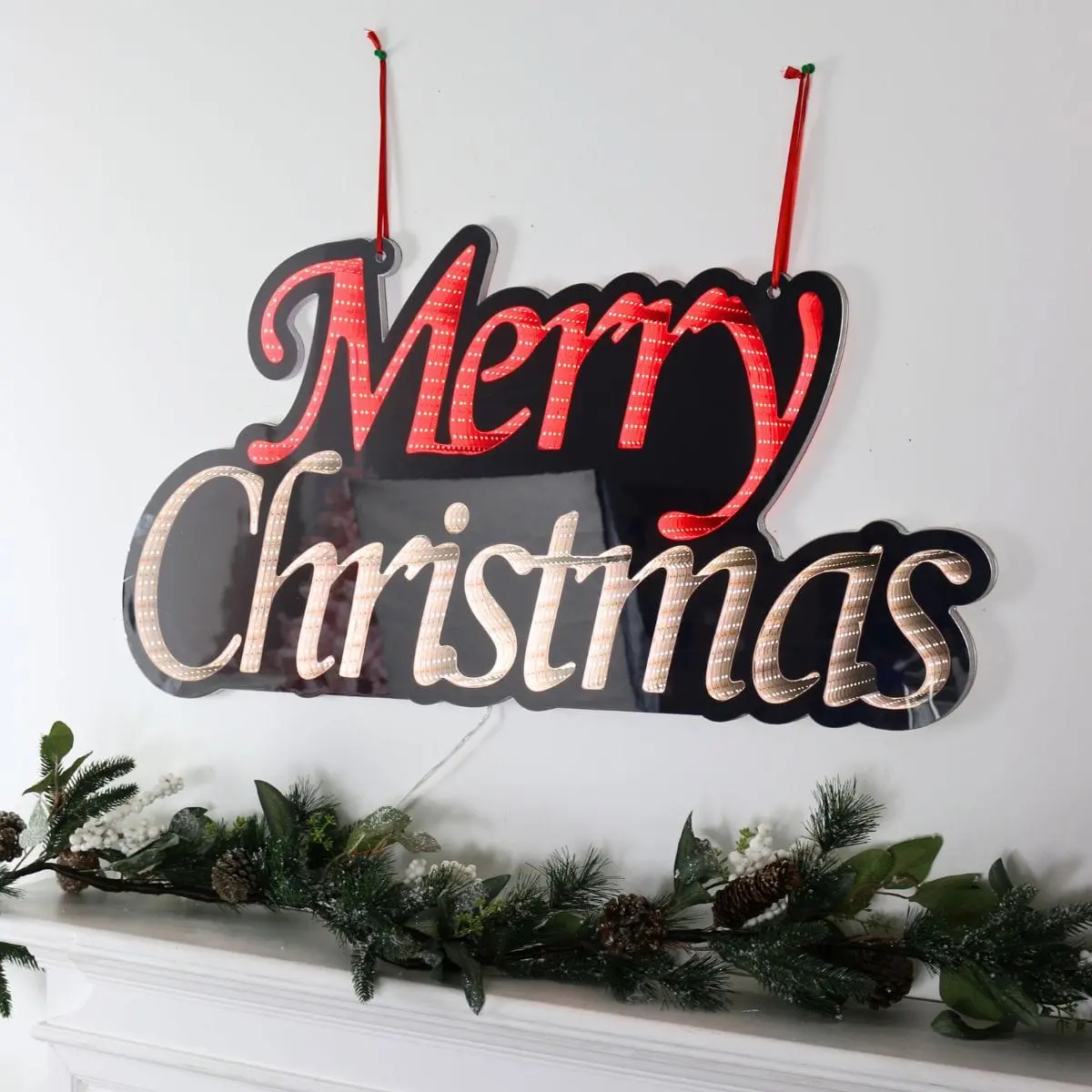 Large Christmas Infinity Mirror Sign Light Double Sided Led 90Cm 1
