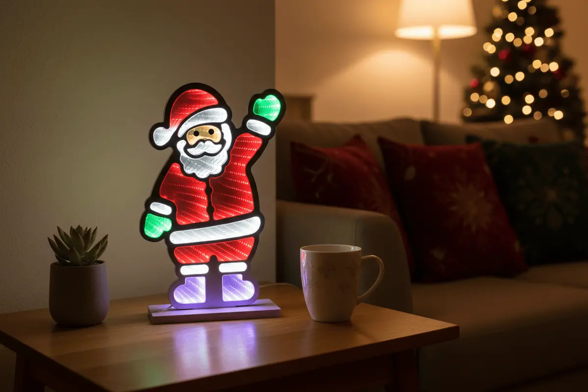 Christmas Led Infinity Mirror Decoration Double Sided Light 40Cm 2