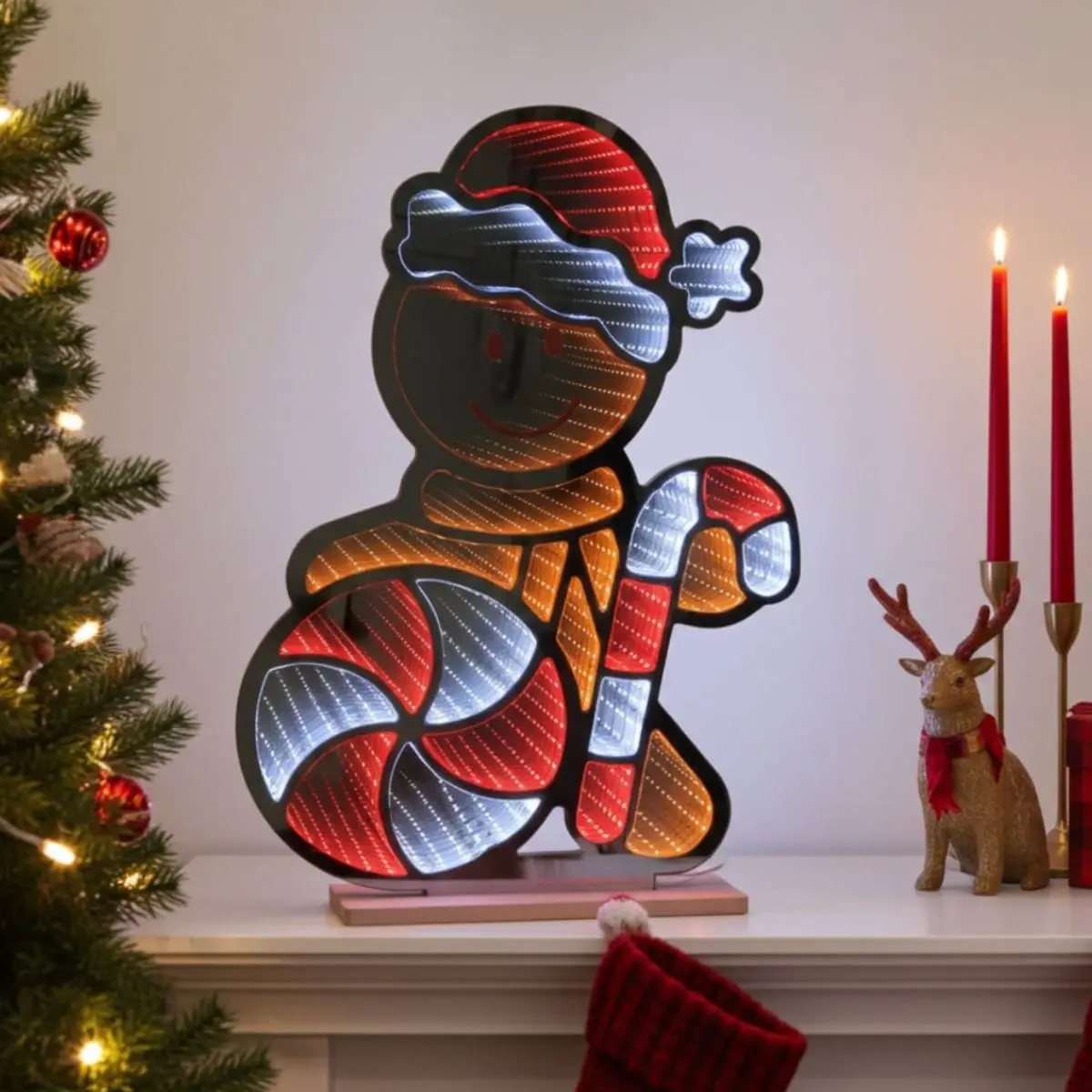 Christmas Infinity Mirror Decoration Double Sided Led Light 60Cm 1