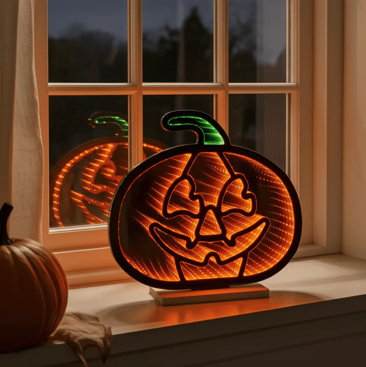 Pumpkin Infinity Mirror Light Double Sided Decoration Led 40Cm 1