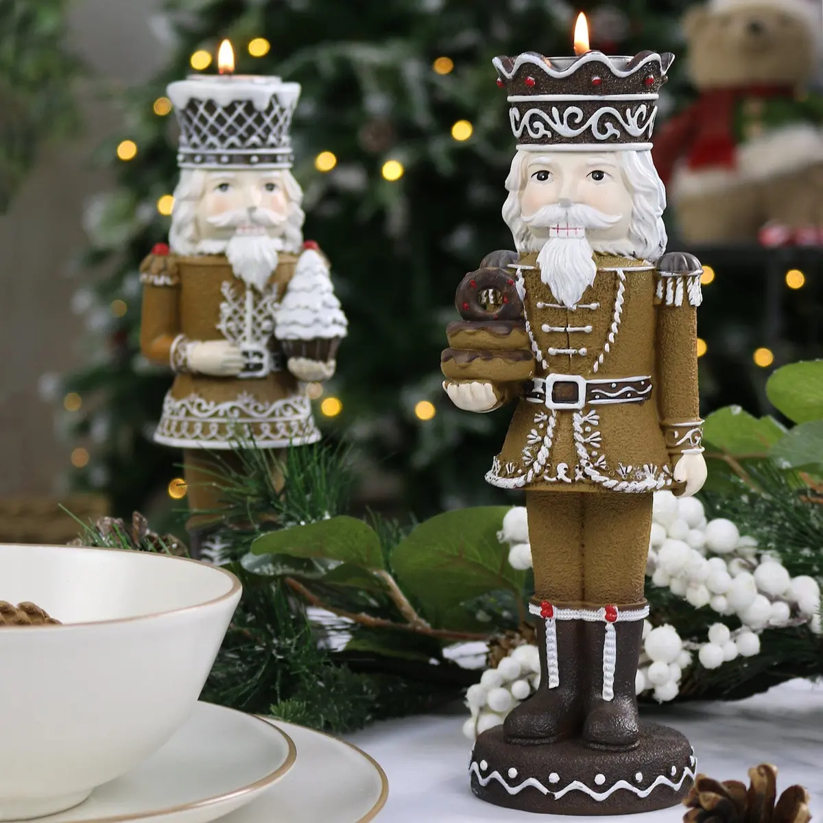Christmas Candle Holder Gingerbread Nutcracker Soldier Figure 25Cm 1