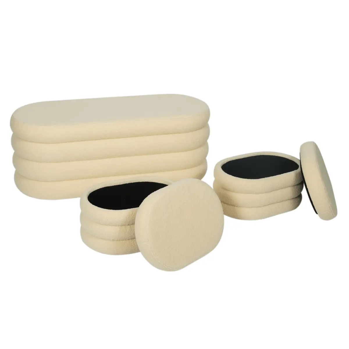 Plush Storage Ottoman Bench With Seating – Upholstered Fabric Footrest For Living Room & Hallway 1