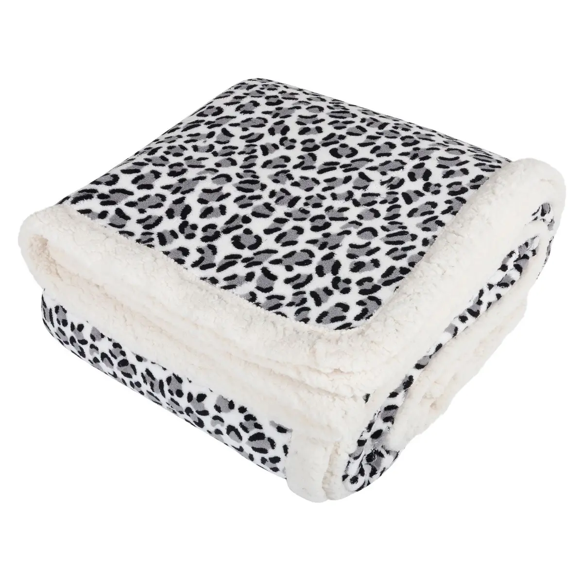 Animal Print Fleece Blanket With Sherpa Trim 2 Sizes 4