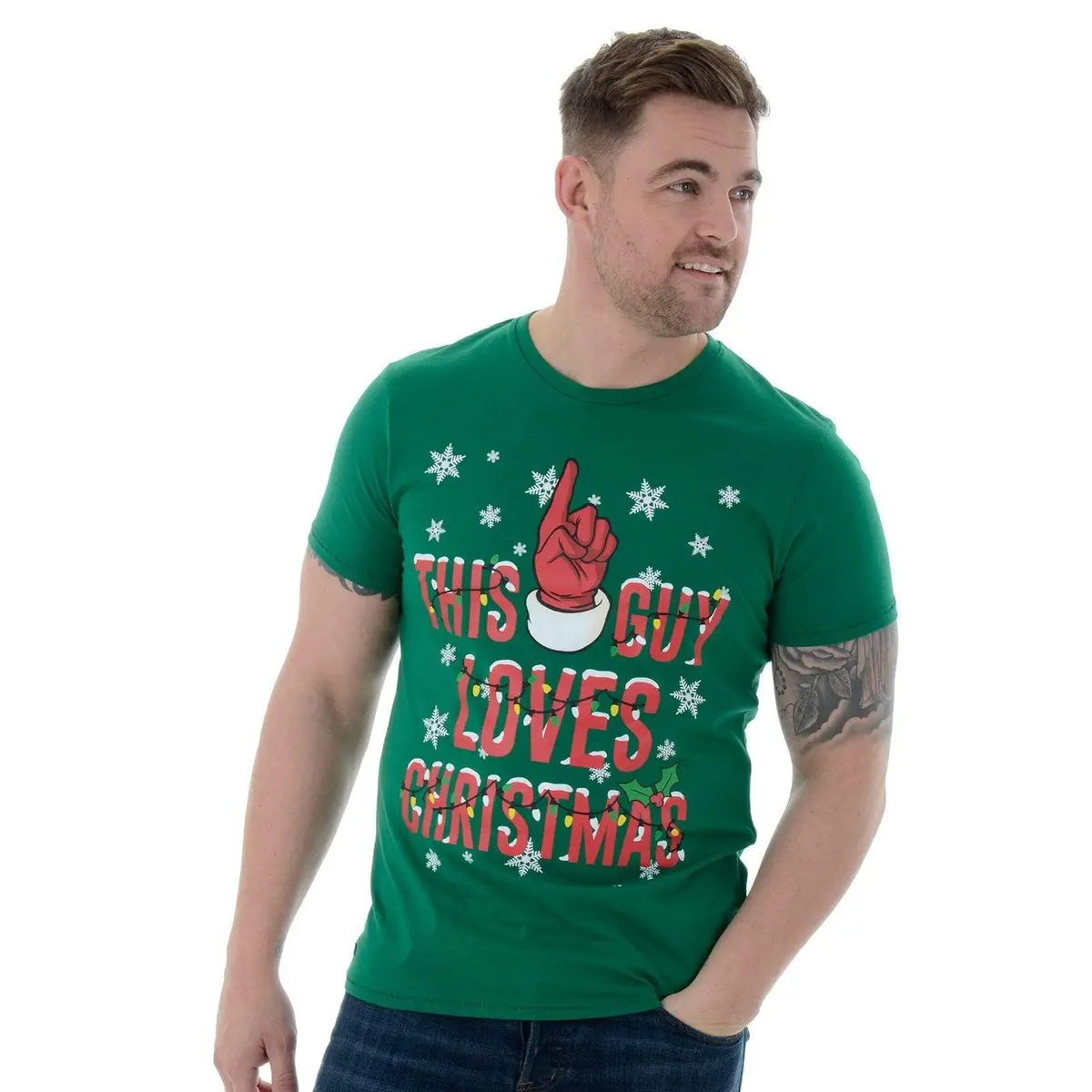 Mens Novelty Cotton Christmas T-Shirt Tee This Guy Loves Xmas 1