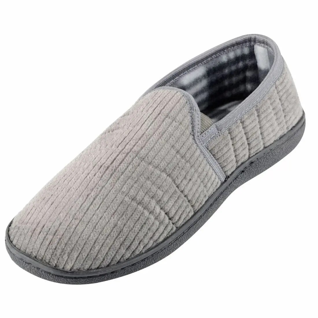 Mens 100% Cotton Corduroy Cosy Tartan Lining Non Slip Soles 1