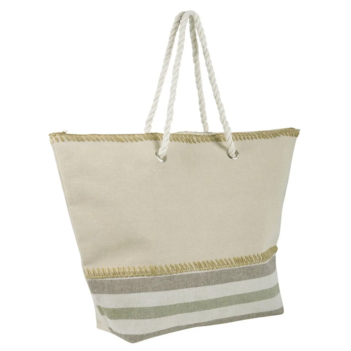 Womens Bottom Stripes Canvas Beach Shopping Shoulder Bag 1