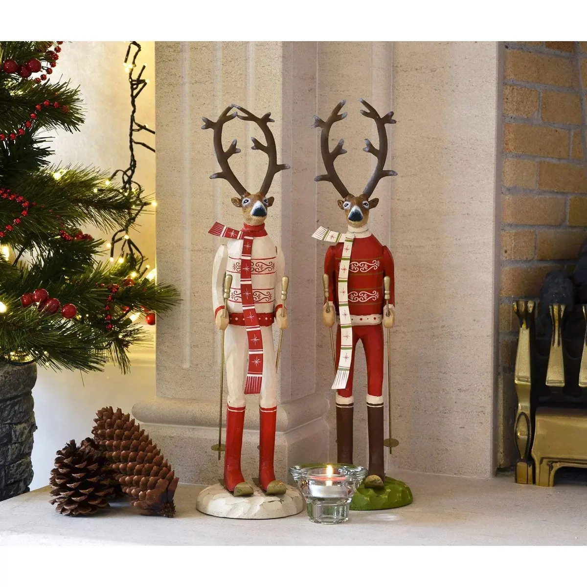 Skiing Reindeer Christmas Decoration Figure Ornament Festive 1