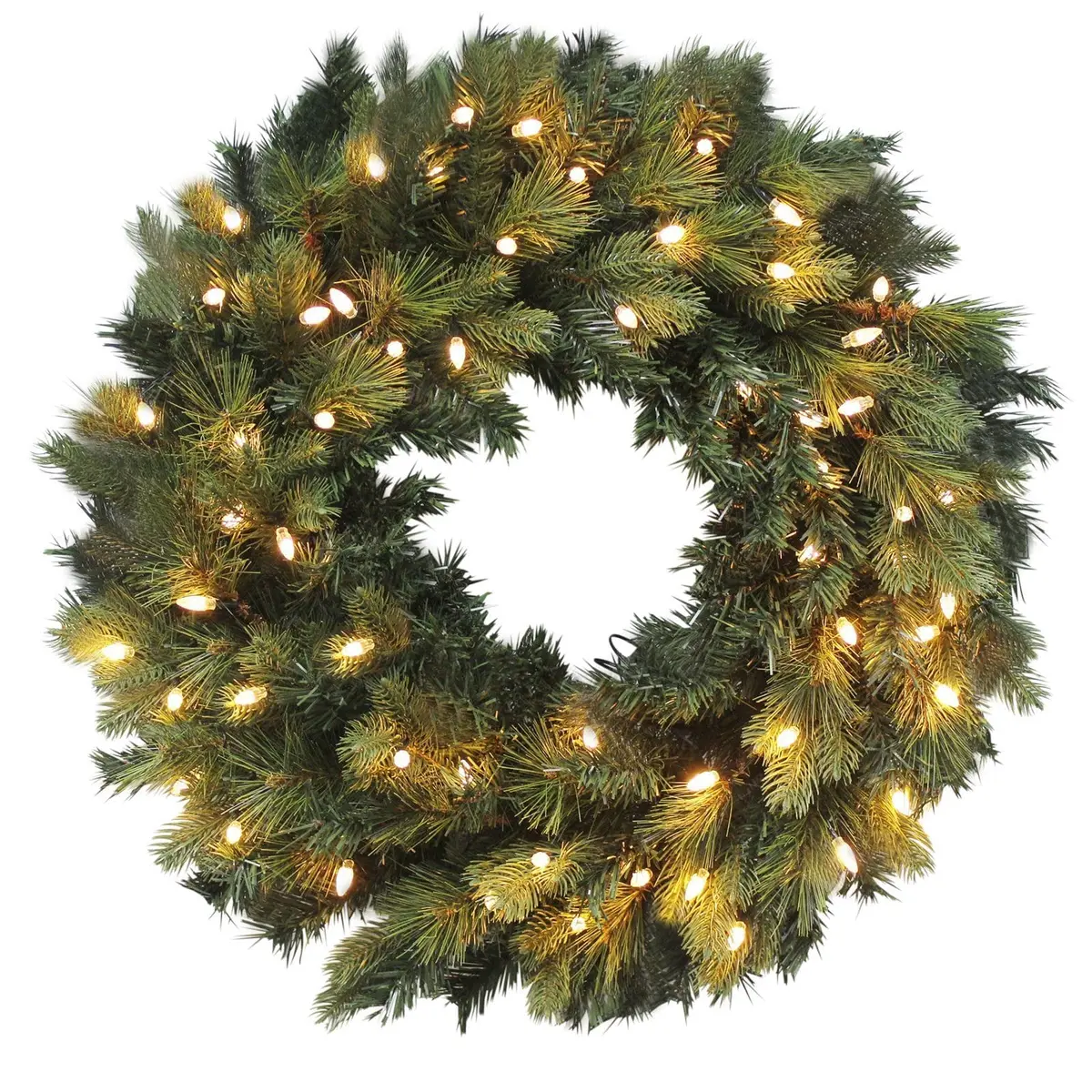 Christmas Wreath Pre-Lit Luxury Artificial Green Pine Tips 1