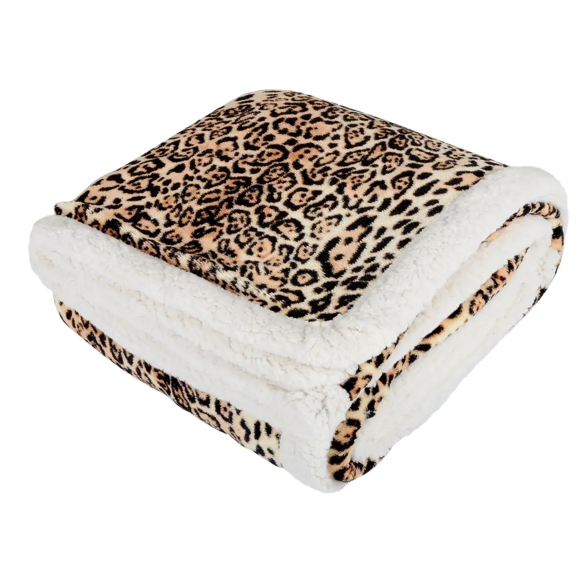 Animal Print Fleece Blanket With Sherpa Trim 2 Sizes 6