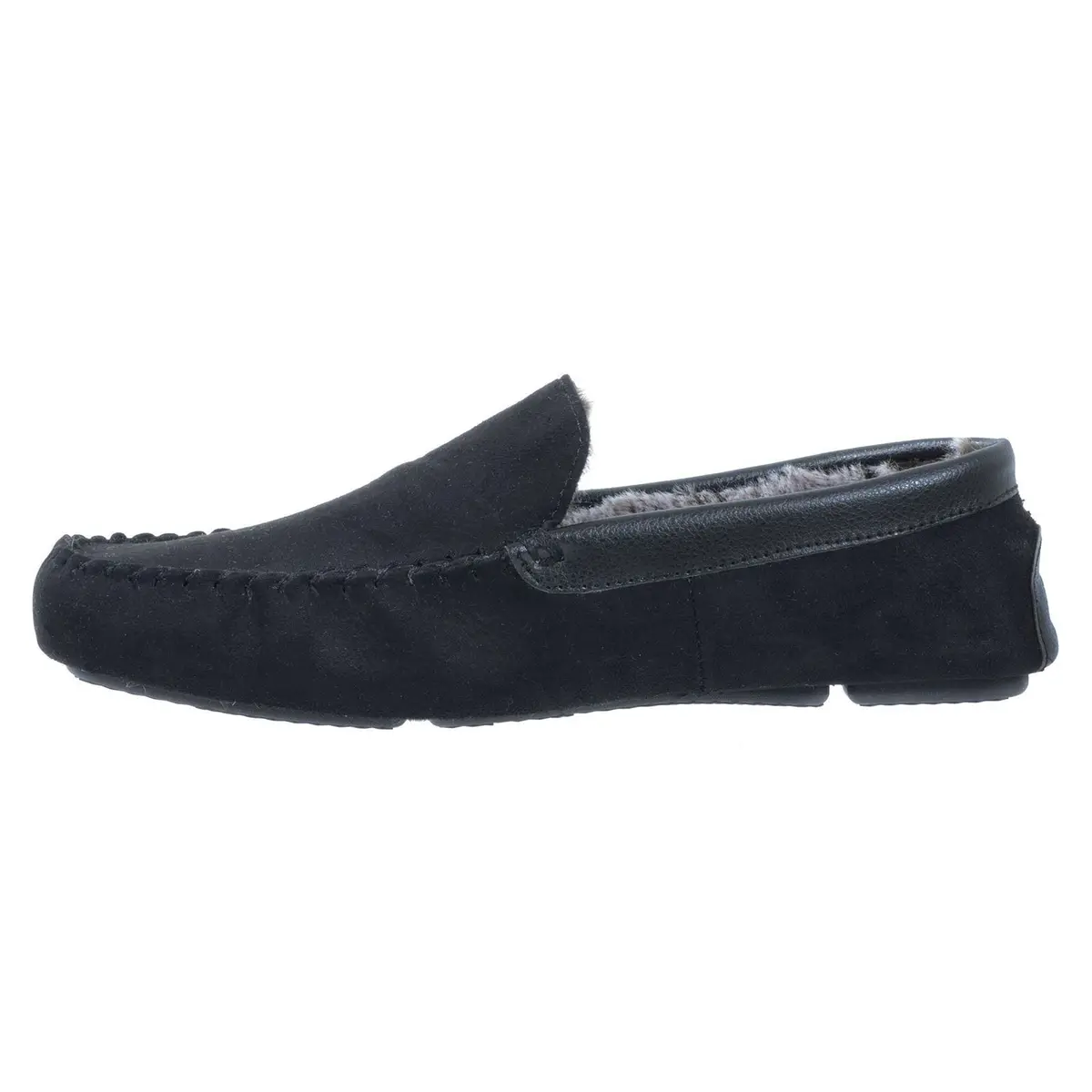 Mens Moccasin Slippers Luxury Microsuede Fur Lining Non-Slip 10