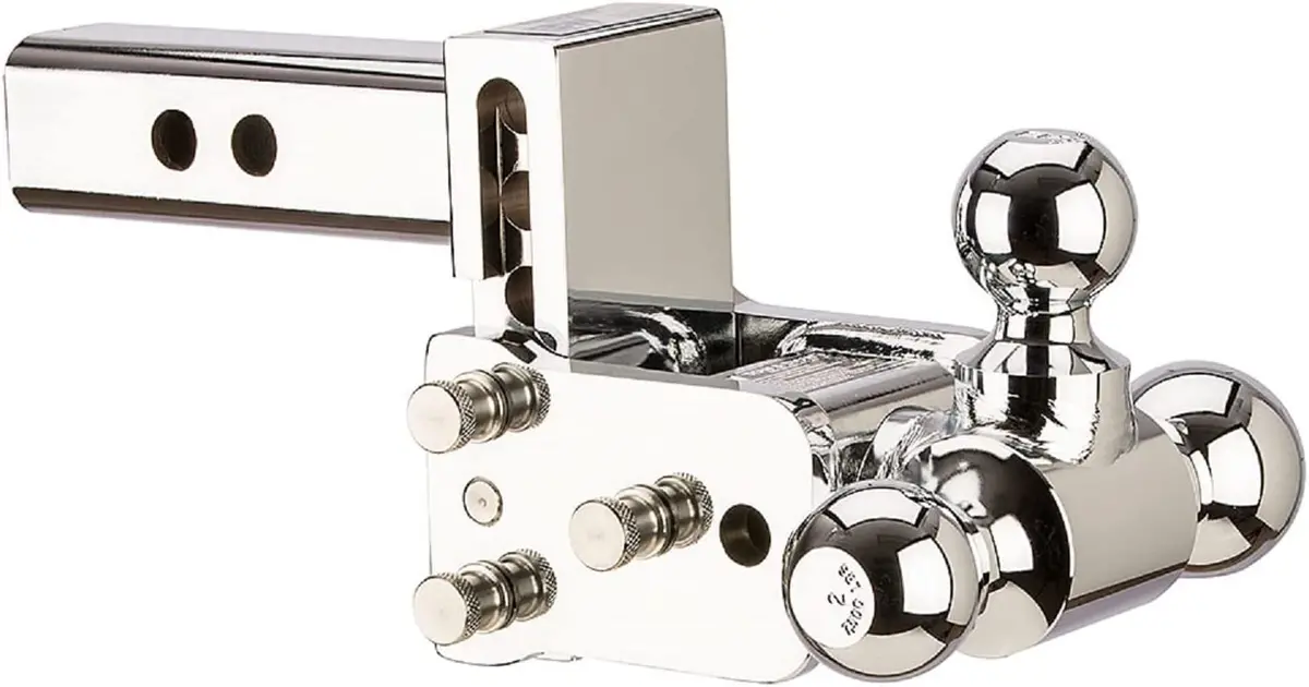 B&W Trailer Hitches Chrome Tow & Stow Adjustable Trailer Hitch Ball Mount - Fits 2" Receiver, Tri-Ball (1-7/8" X 2" X 2-5/16"), 3" Drop, 10,000 Gtw 1