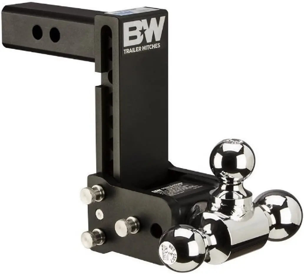 B&W Trailer Hitches Tow & Stow Adjustable Trailer Hitch Ball Mount - Fits 2" Receiver, Tri-Ball (1-7/8" X 2" X 2-5/16"), 7" Drop, 10,000 Gtw 1