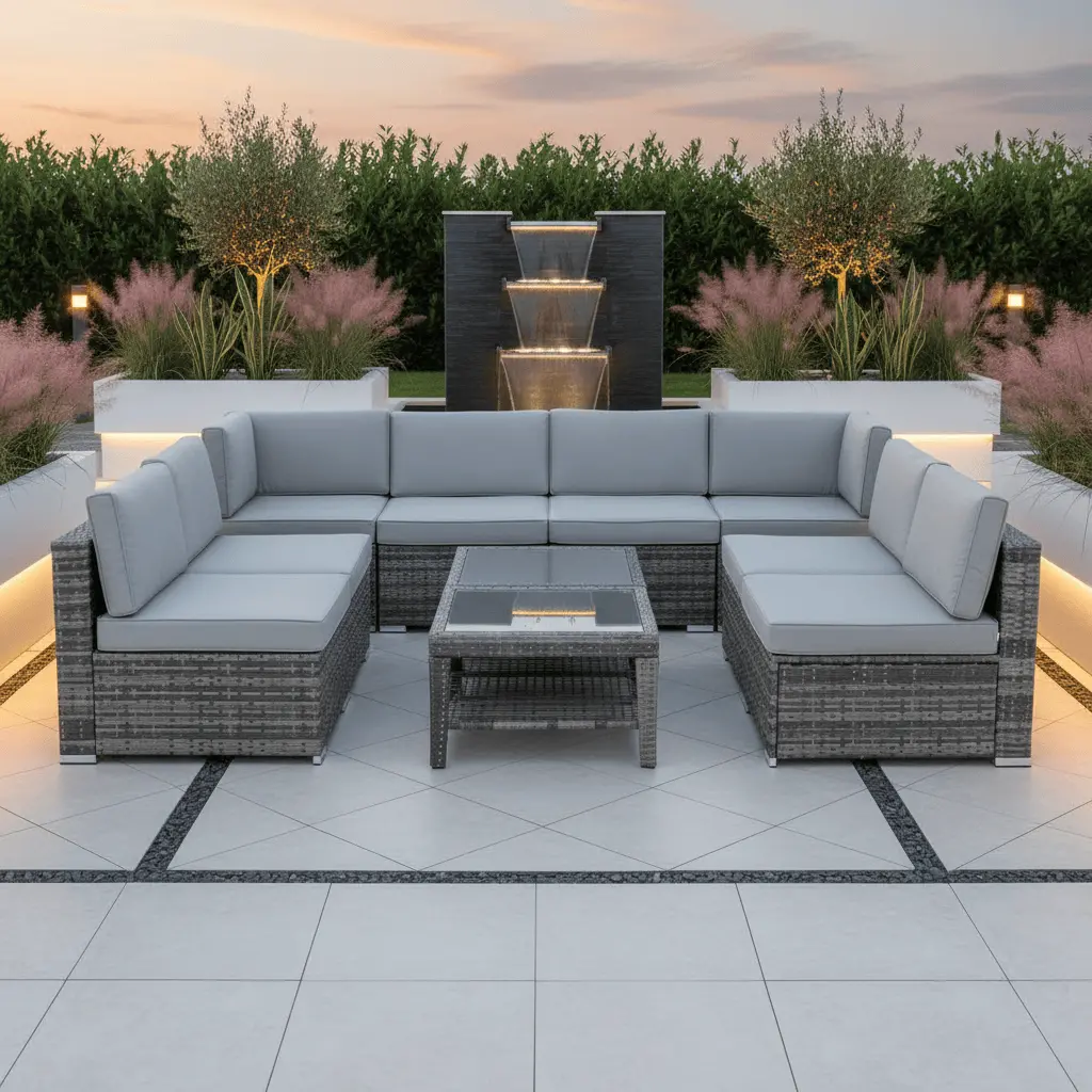 Monaco 10Pc Garden Sofa Set Grey Rattan Patio Furniture 1