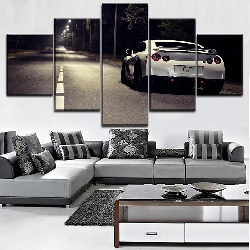Modern Canvas Wall Art Home Decorative For Living Room Hd Printed Modular Type Poster 5 Pieces Nissa Skyline Gtr Car Painting 1