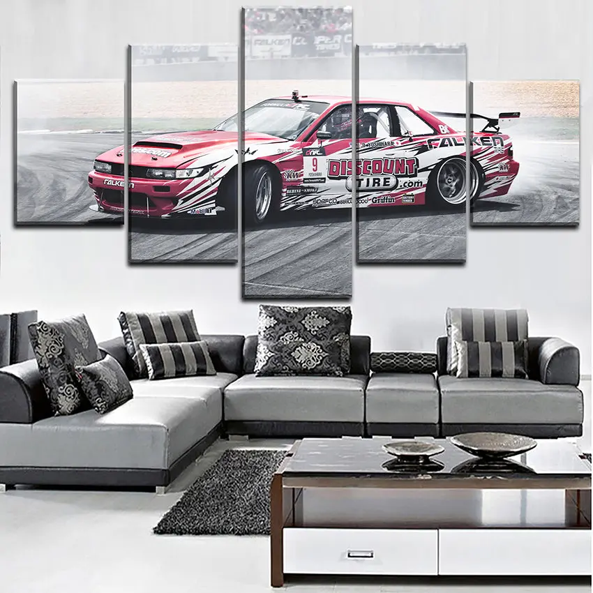 Modern Artwork For Living Room Or Bedroom Wall Decorative 5 Piece Nissa Tuning Car Poster High Quality Canvas Printing Type Draw 1