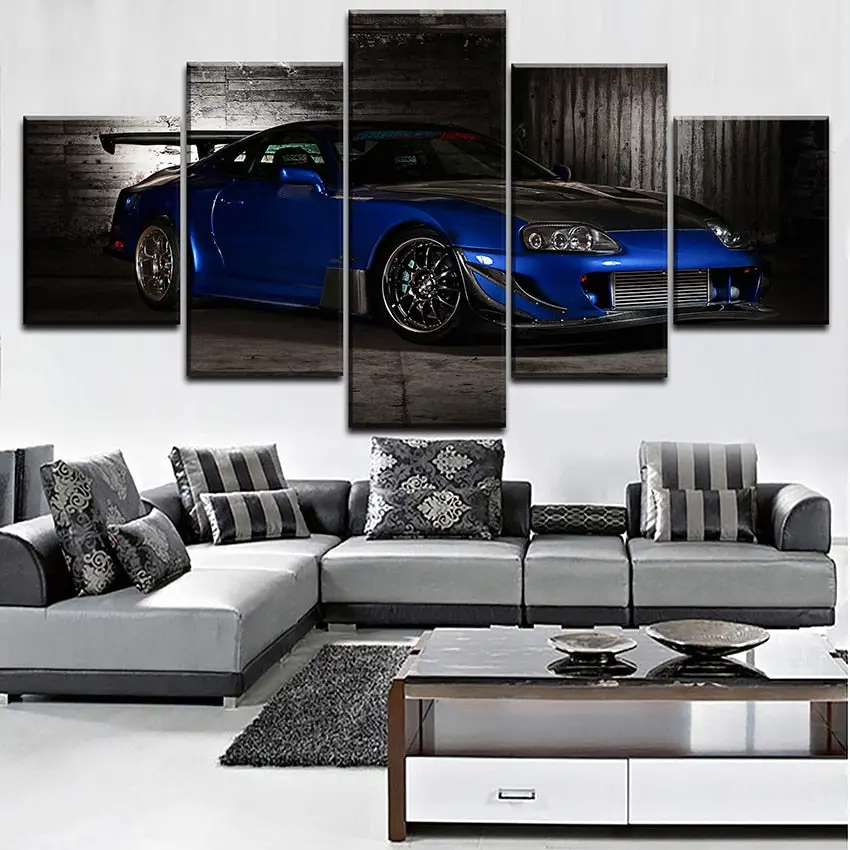 5 Panel Toyota Supra Mk4 Mkiv Sports Car Wall Art Modular Picture Home Decoration Living Room High Quality Canvas Print Painting On Canvas 1
