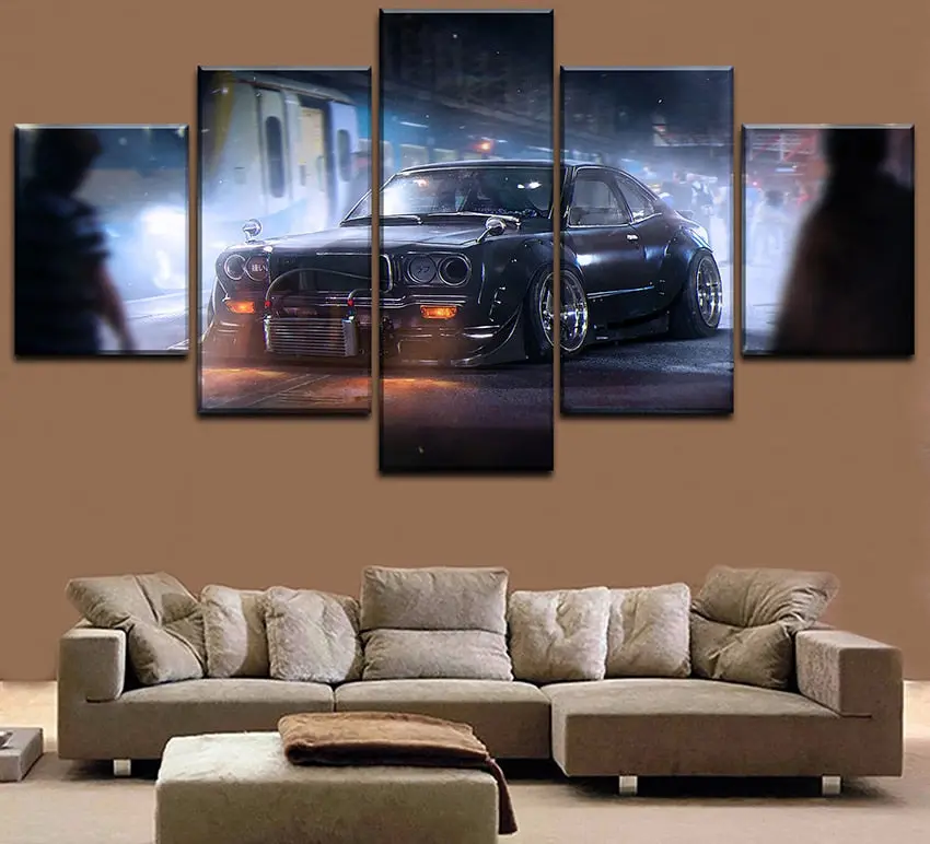 Hd Print Painting On Canvas Wall Art Picture For Living Room 5 Panel Old Classic Sports Car Poster Decorative Modular Framework 1