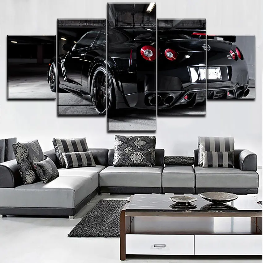 Wall Art Canvas Hd Printed Painting Home Decorative Living Room Framework 5 Pieces Nissa Skyline Gtr Car Poster Modular Picture 1
