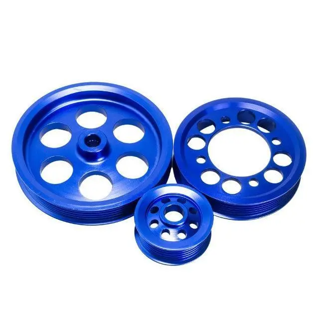 Crank Pulley Set For 1993-1997 Toyota Supra Jza80 2Jzgte 2Jz 2Jz-Gte Underdrive Lightweight Crank Pulley (3Pcs) Blue 1