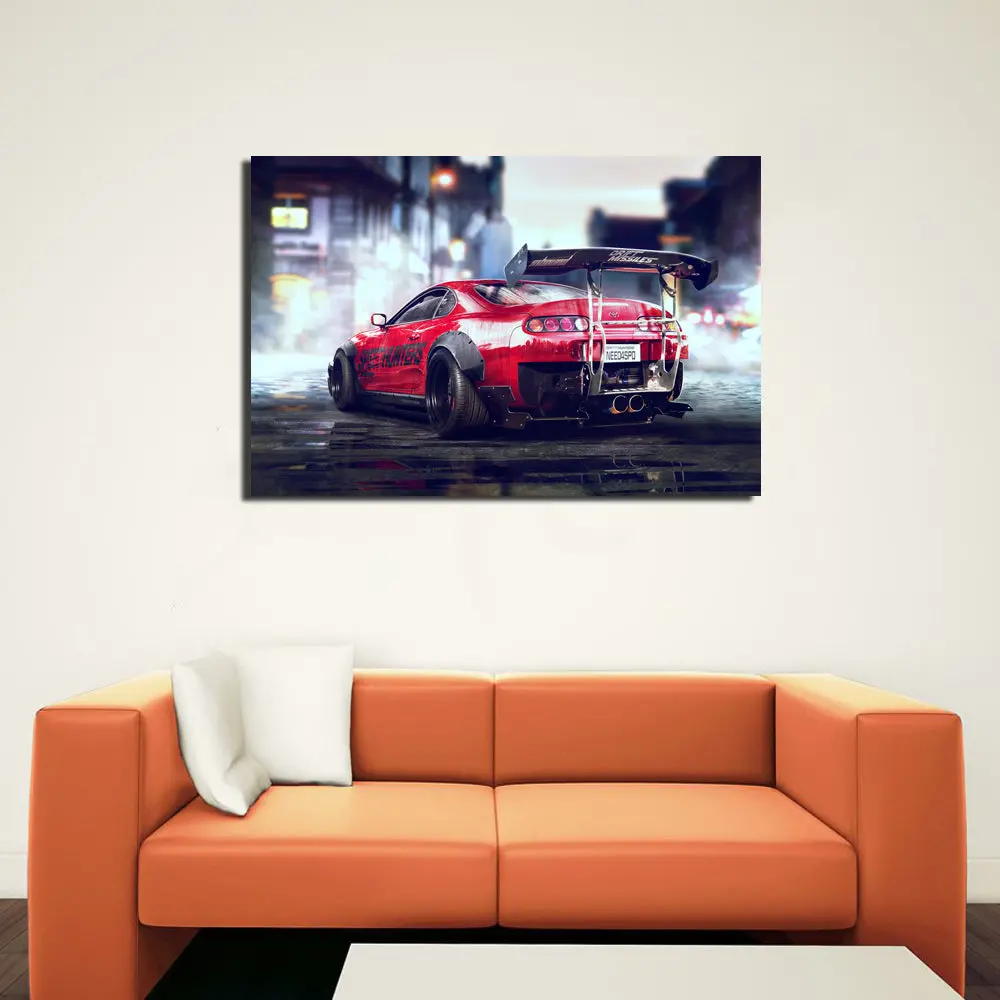 Supra Tt Canvas Hd Print Poster Wall Art Frame 1 Piece Toyota Supra Mk4 Mkiv 2Jz 2Jzgte Sports Car Poster Paintings Jdm Pictures Home Decor 1