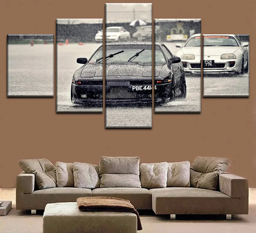 Hd Printed Painting Toyota Supra Mk3 Mk4 On Canvas Wall Art Picture For Living Room 5 Panel Toyota Sports Car Poster Decorative Modular Framework 1