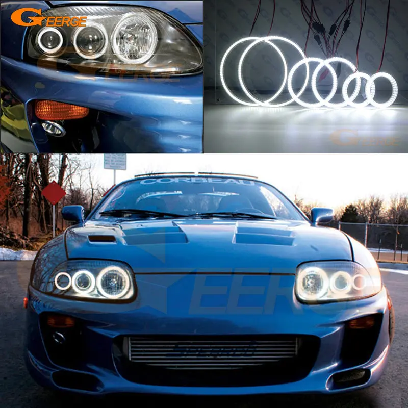 Toyota Supra Mkiv Jza80 1993-2002 6 Pcs Smd Led Angel Eyes Halo Rings For Headlights Super Bright 3528 Smd Led Angel Eyes Kit Drl 1