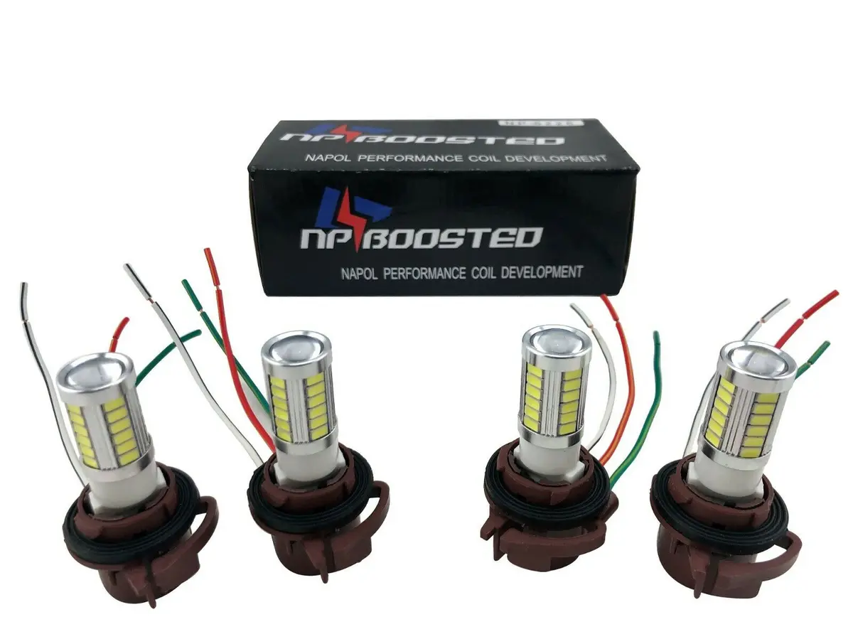 4X White 3157 Led Tail Brake Stop Backup Reverse Turn Signal Light Bulbs Pigtail 1