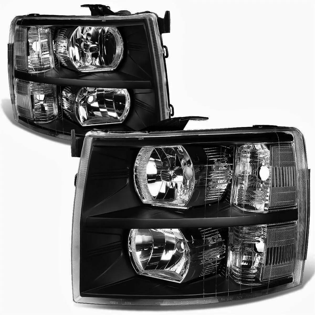 Pair Of Headlights Head Lights Lamp Set For 07-14 Chevy Silverado 1500 2500 3500 1