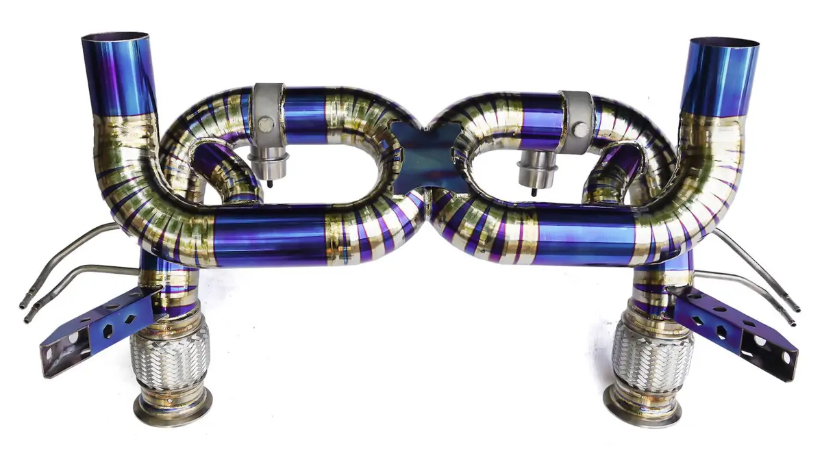 Blue Titanium 3" X Pipe Exhaust Valved Muffler Fits 19+ Huracan Evo Coupe Spyder 1
