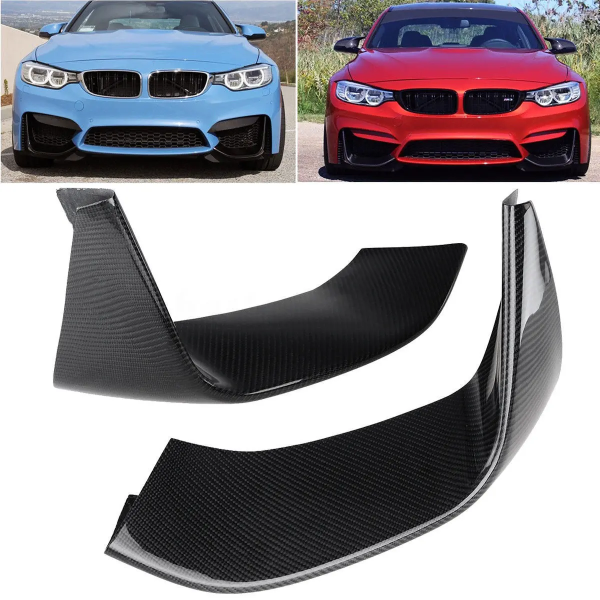 2Pcs Carbon Fiber Front Bumper Splitter Lip For Bmw F80 M3 2015-18 F82 M4 14-18 2