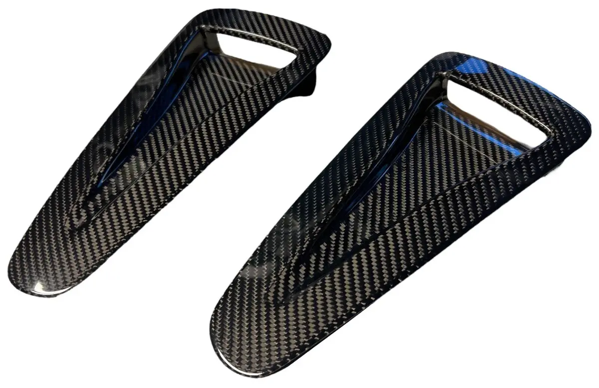 Woven Carbon Fiber Bolt On Hood Scoop Air Vent Duct Inserts Grilles Fits R35 Gtr 1