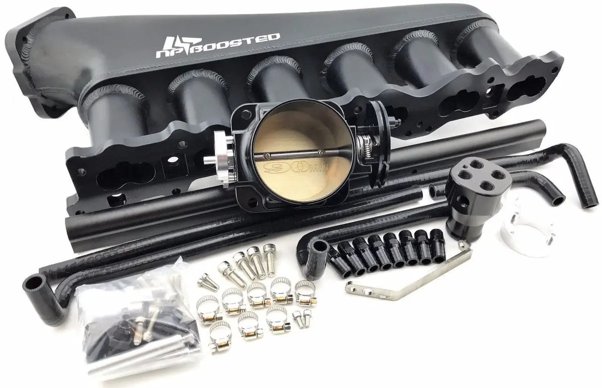 Fits Rb25det Intake Manifold Kit 90Mm Throttle Body + Fuel Rail Rb25 2.5L Bnr33 1