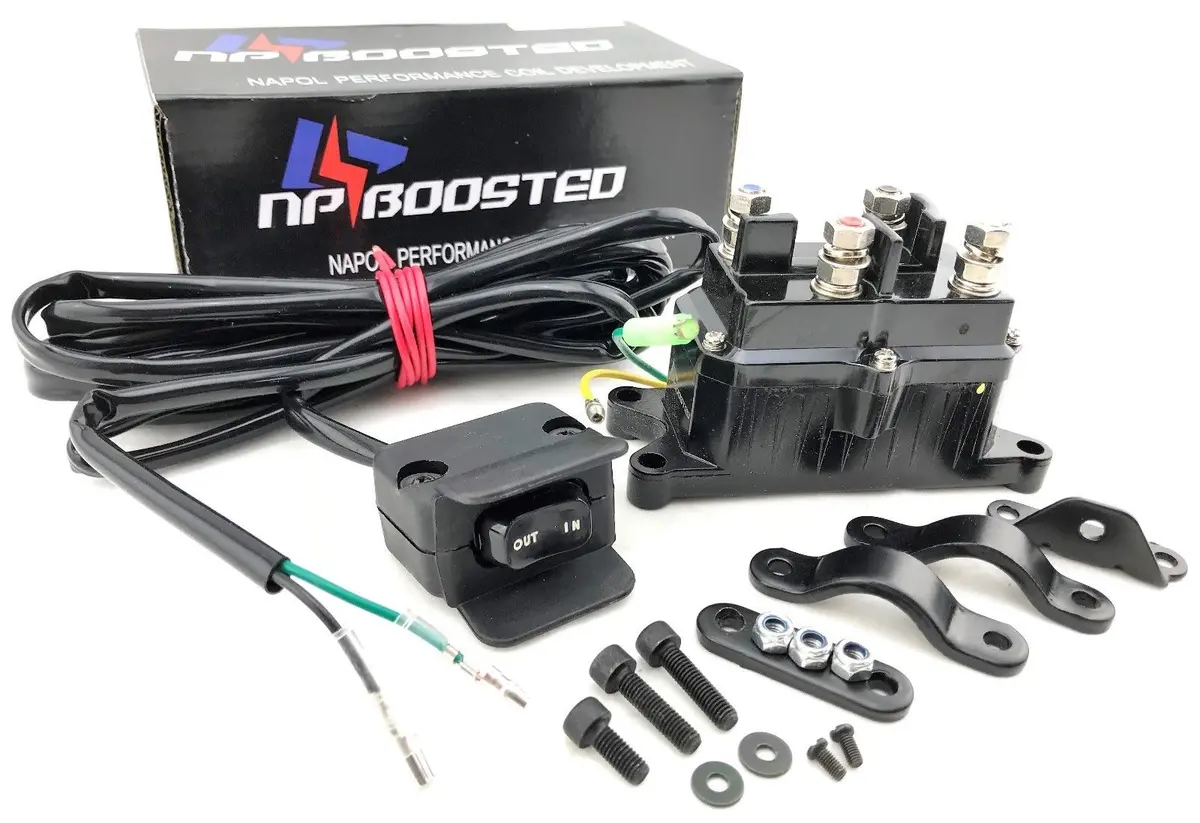 New Heavy Duty Winch Relay Solenoid 12V 250A W/ Thumb Switch Atv Utv Truck 4X4 1